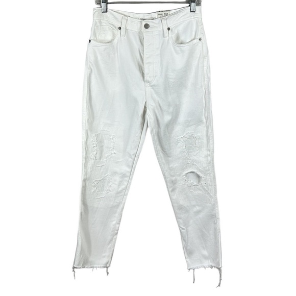 LUCKY Brand White Distressed Highrise Drew Mom Jean Size 8/29 - Picture 4 of 8